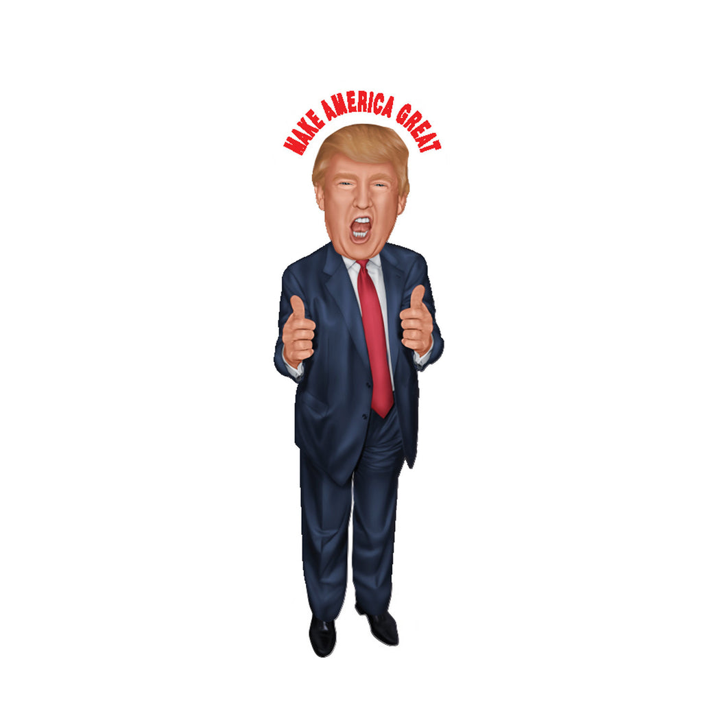 President Donald Trump Middle Finger or Thumbs Up Cartoon Cardboard Stand Up, 6 feet (Make America Great)